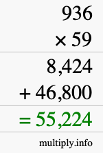 How to calculate 936 times 59 using long multiplication