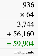 How to calculate 936 times 64 using long multiplication