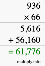 How to calculate 936 times 66 using long multiplication