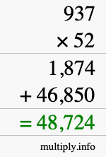 How to calculate 937 times 52 using long multiplication How to calculate 937 times 52 using long multiplication