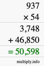 How to calculate 937 times 54 using long multiplication How to calculate 937 times 54 using long multiplication