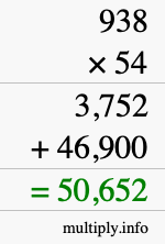 How to calculate 938 times 54 using long multiplication How to calculate 938 times 54 using long multiplication