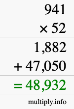 How to calculate 941 times 52 using long multiplication How to calculate 941 times 52 using long multiplication