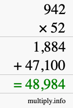 How to calculate 942 times 52 using long multiplication How to calculate 942 times 52 using long multiplication