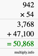 How to calculate 942 times 54 using long multiplication How to calculate 942 times 54 using long multiplication
