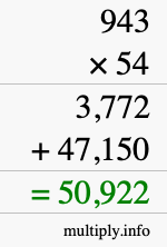 How to calculate 943 times 54 using long multiplication How to calculate 943 times 54 using long multiplication