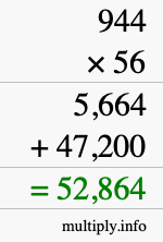 How to calculate 944 times 56 using long multiplication