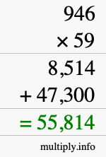 How to calculate 946 times 59 using long multiplication