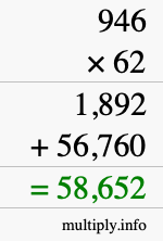How to calculate 946 times 62 using long multiplication