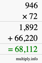 How to calculate 946 times 72 using long multiplication