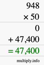 How to calculate 948 times 50 using long multiplication
