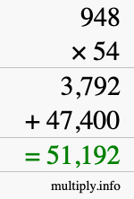 How to calculate 948 times 54 using long multiplication How to calculate 948 times 54 using long multiplication