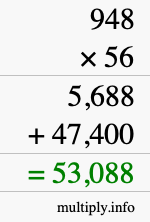How to calculate 948 times 56 using long multiplication