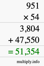 How to calculate 951 times 54 using long multiplication How to calculate 951 times 54 using long multiplication
