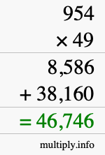 How to calculate 954 times 49 using long multiplication