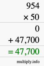 How to calculate 954 times 50 using long multiplication