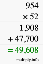 How to calculate 954 times 52 using long multiplication How to calculate 954 times 52 using long multiplication