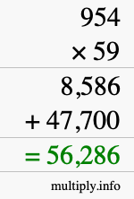 How to calculate 954 times 59 using long multiplication