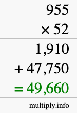 How to calculate 955 times 52 using long multiplication How to calculate 955 times 52 using long multiplication
