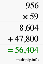 How to calculate 956 times 59 using long multiplication