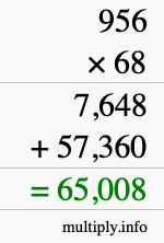 How to calculate 956 times 68 using long multiplication