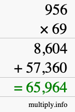 How to calculate 956 times 69 using long multiplication