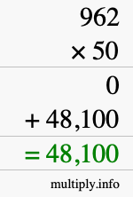 How to calculate 962 times 50 using long multiplication