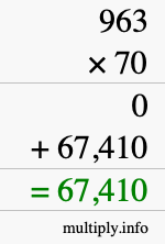 How to calculate 963 times 70 using long multiplication