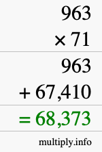 How to calculate 963 times 71 using long multiplication