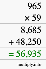 How to calculate 965 times 59 using long multiplication