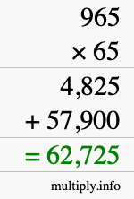 How to calculate 965 times 65 using long multiplication