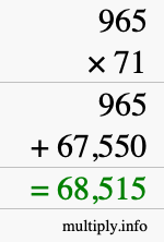 How to calculate 965 times 71 using long multiplication