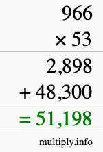 How to calculate 966 times 53 using long multiplication