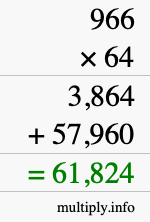 How to calculate 966 times 64 using long multiplication