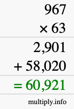 How to calculate 967 times 63 using long multiplication How to calculate 967 times 63 using long multiplication