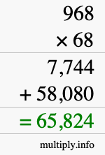How to calculate 968 times 68 using long multiplication
