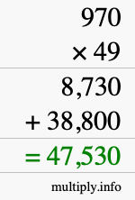 How to calculate 970 times 49 using long multiplication