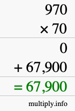 How to calculate 970 times 70 using long multiplication