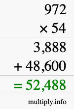 How to calculate 972 times 54 using long multiplication