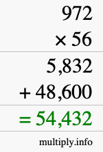 How to calculate 972 times 56 using long multiplication
