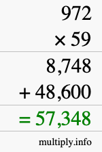 How to calculate 972 times 59 using long multiplication