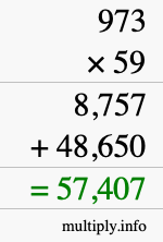 How to calculate 973 times 59 using long multiplication