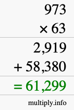 How to calculate 973 times 63 using long multiplication