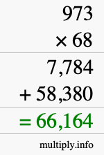 How to calculate 973 times 68 using long multiplication