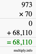 How to calculate 973 times 70 using long multiplication