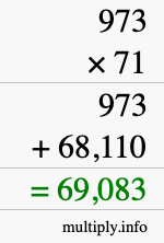 How to calculate 973 times 71 using long multiplication