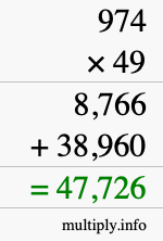 How to calculate 974 times 49 using long multiplication