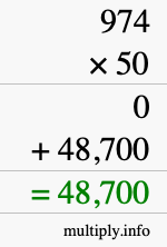 How to calculate 974 times 50 using long multiplication