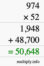 How to calculate 974 times 52 using long multiplication How to calculate 974 times 52 using long multiplication