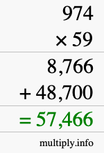 How to calculate 974 times 59 using long multiplication